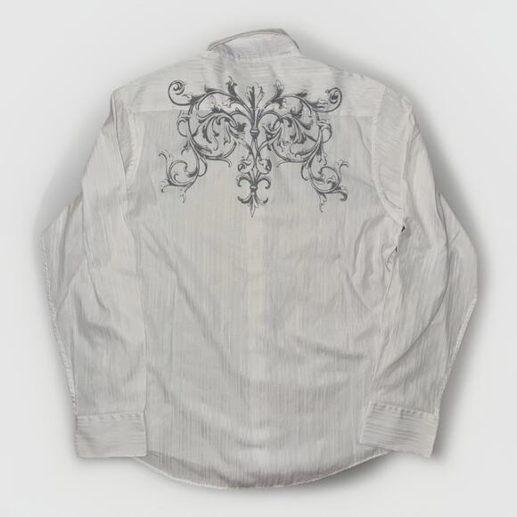 Level Ten Men’s Embroidered Western Button Down Shirt White Large 20x27 Cowboy - Picture 5 of 6